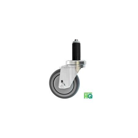 Casterhq 3"x1-1/4" Swivel Caster, Gray Thermo Plastic Rubber Wheel, 1-1/8 E HDLDTPR314-118